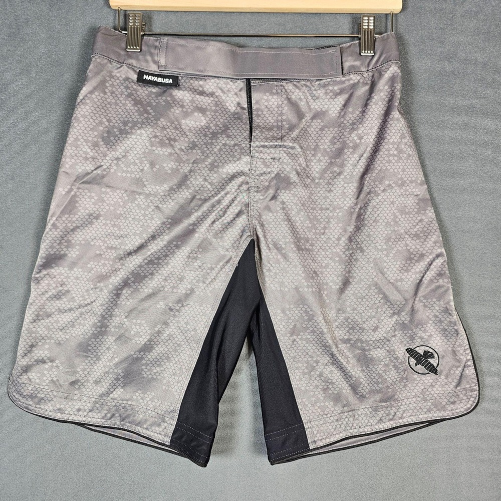 Hayabusa Shorts Mens Small Gray Geometric MMA Grappling Training Stretch Fight